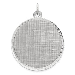 Sterling Silver Rhod-plated Eng. Rnd Patterned Polish Front/Satin Back Disc