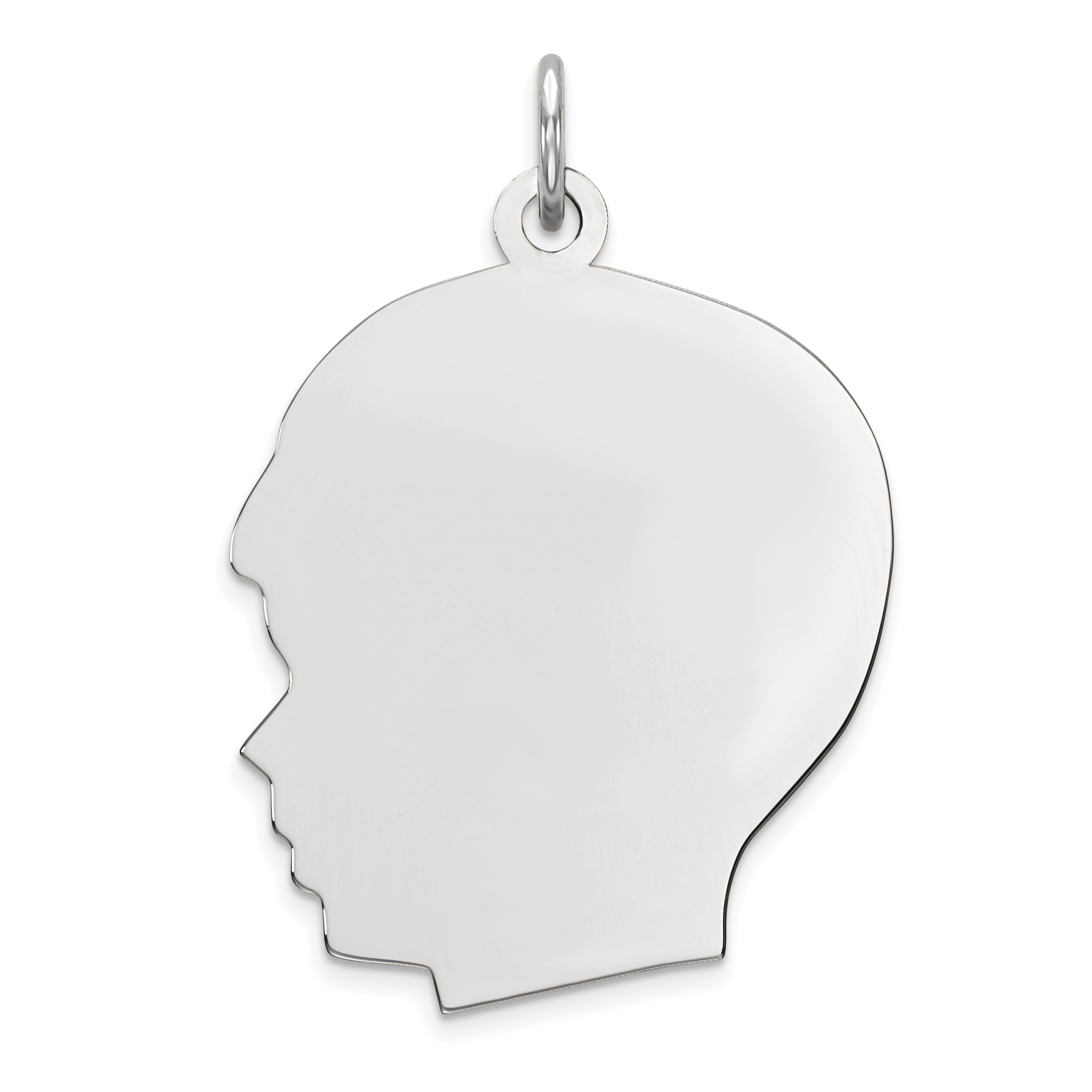 Sterling Silver Rhod-plate Eng. Boy Polished Front/Satin Back Disc Charm