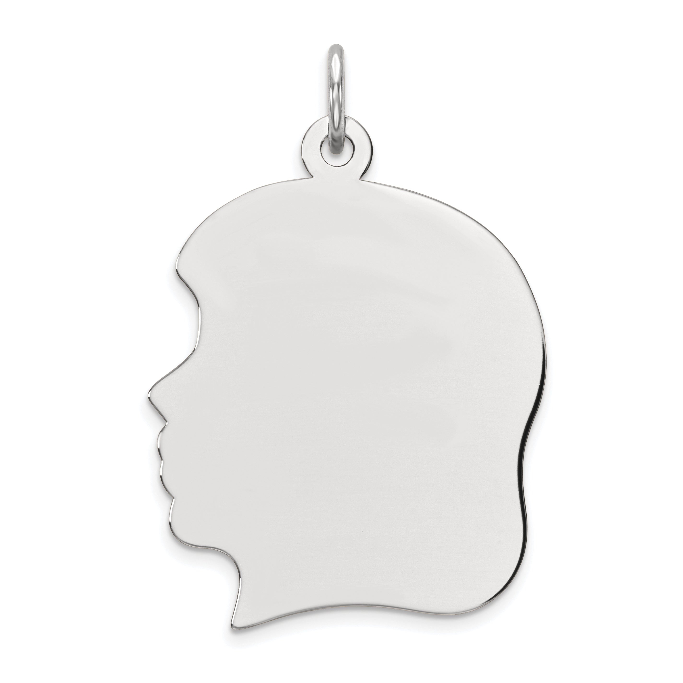 Sterling Silver Rhod-plate Eng. Girl Polished Front/Satin Back Disc Charm