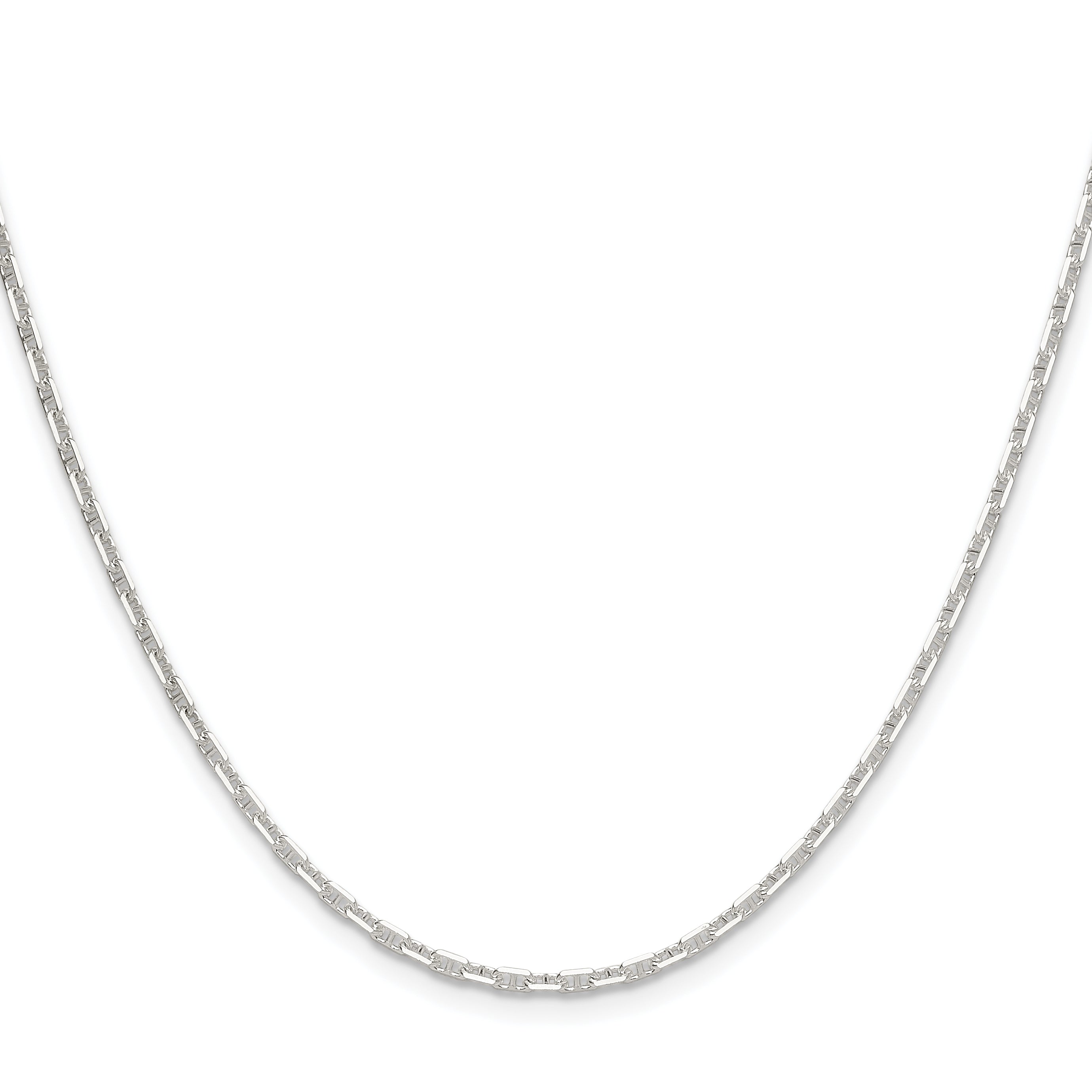 Sterling Silver Polished and D/C 2mm Marine Link Chain