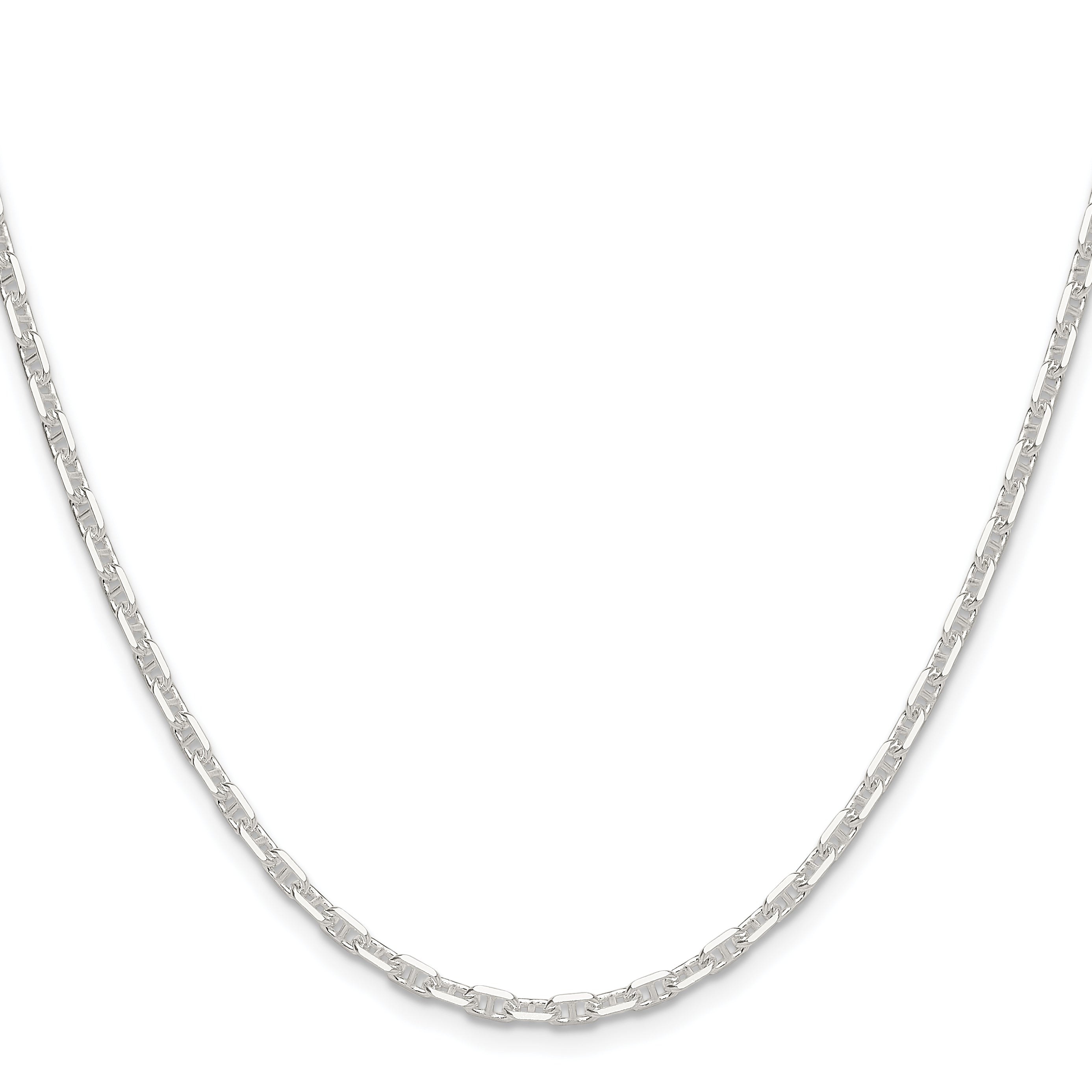 Sterling Silver Polished and D/C 3mm Marine Link Chain