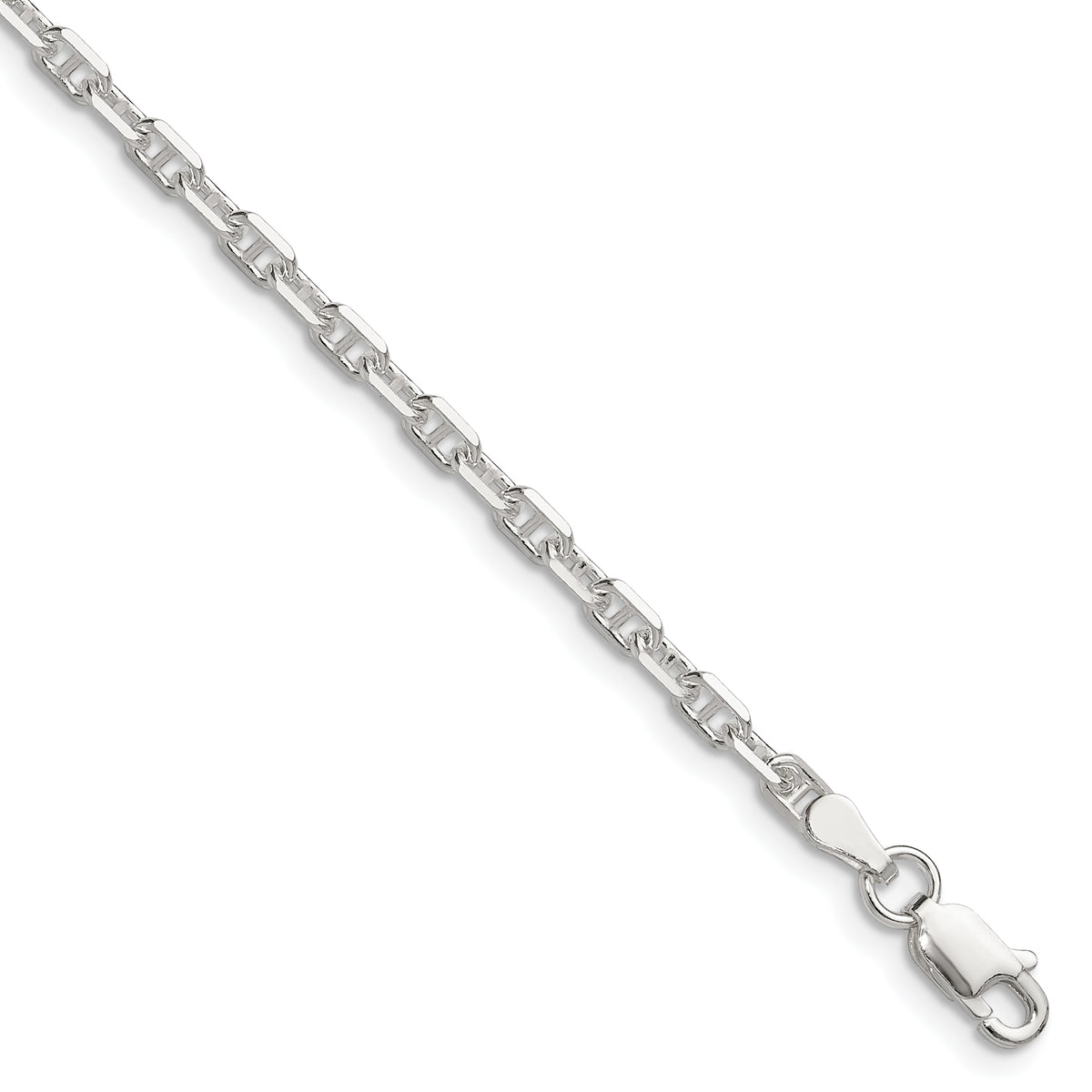 Sterling Silver Polished and D/C 3mm Marine Link Chain