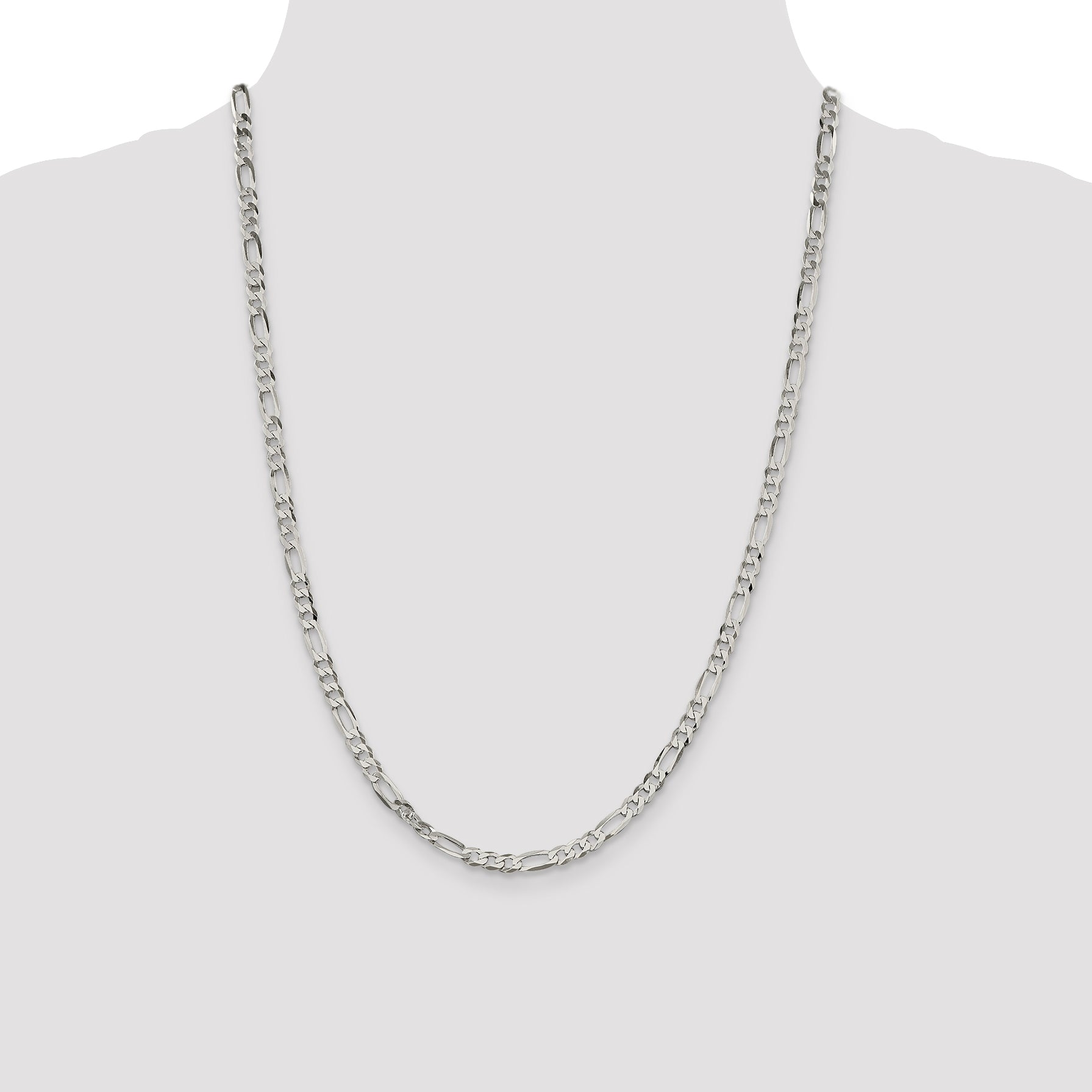 Sterling Silver 4.5mm Lightweight Flat Figaro Chain