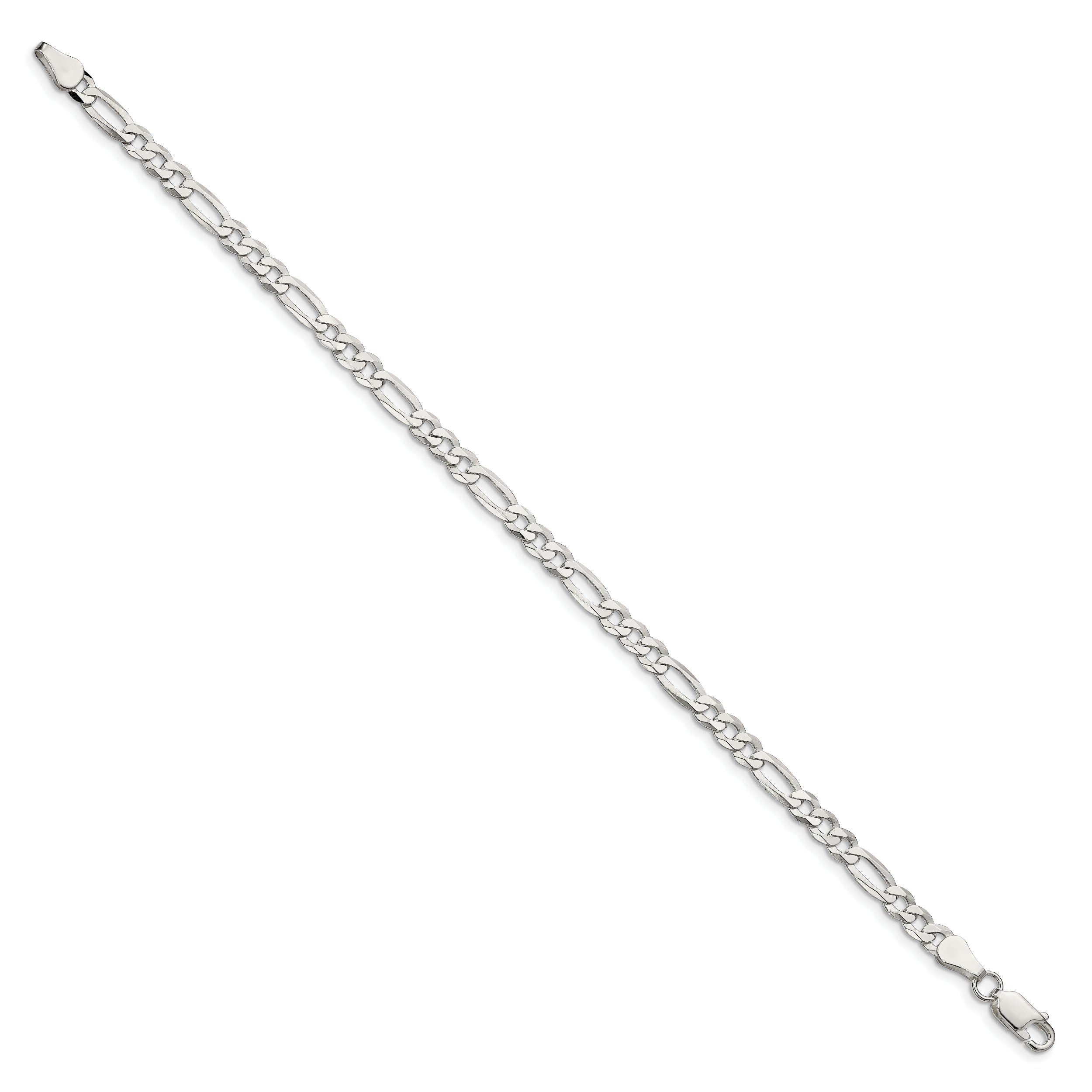 Sterling Silver 4.5mm Lightweight Flat Figaro Chain