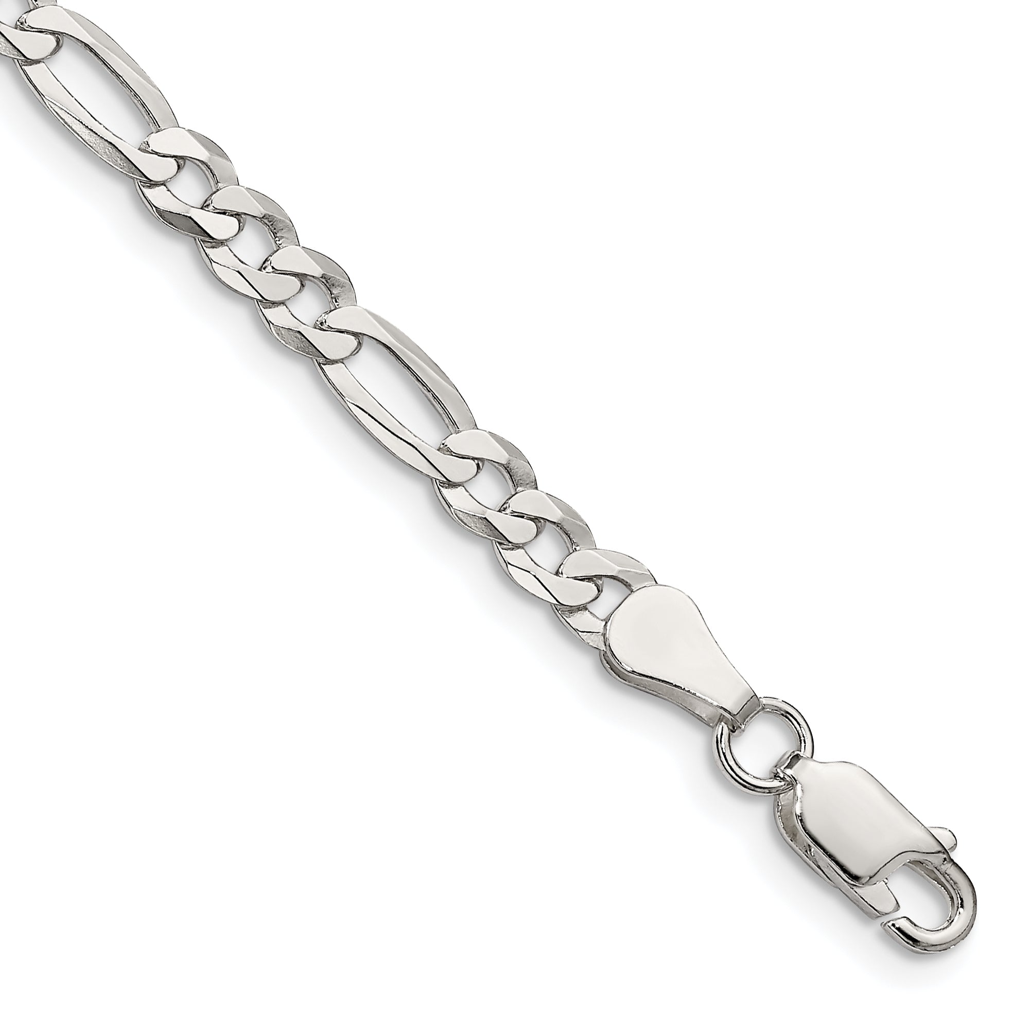 Sterling Silver 4.5mm Lightweight Flat Figaro Chain