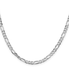 Sterling Silver Rhodium-plated 4.5mm Lightweight Flat Figaro Chain