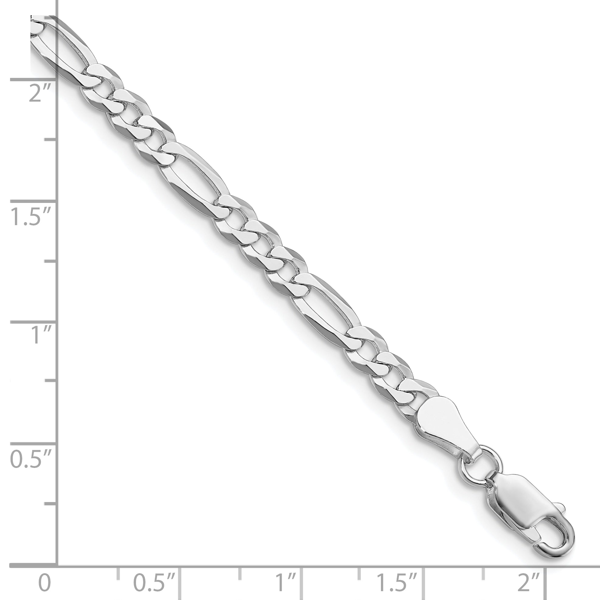 Sterling Silver Rhodium-plated 4.5mm Lightweight Flat Figaro Chain