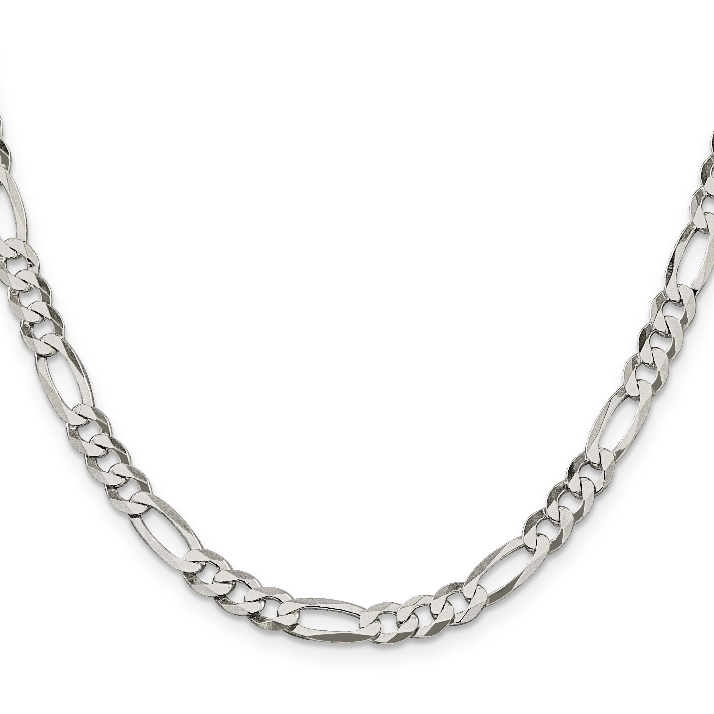 Sterling Silver 5.5mm Lightweight Flat Figaro Chain