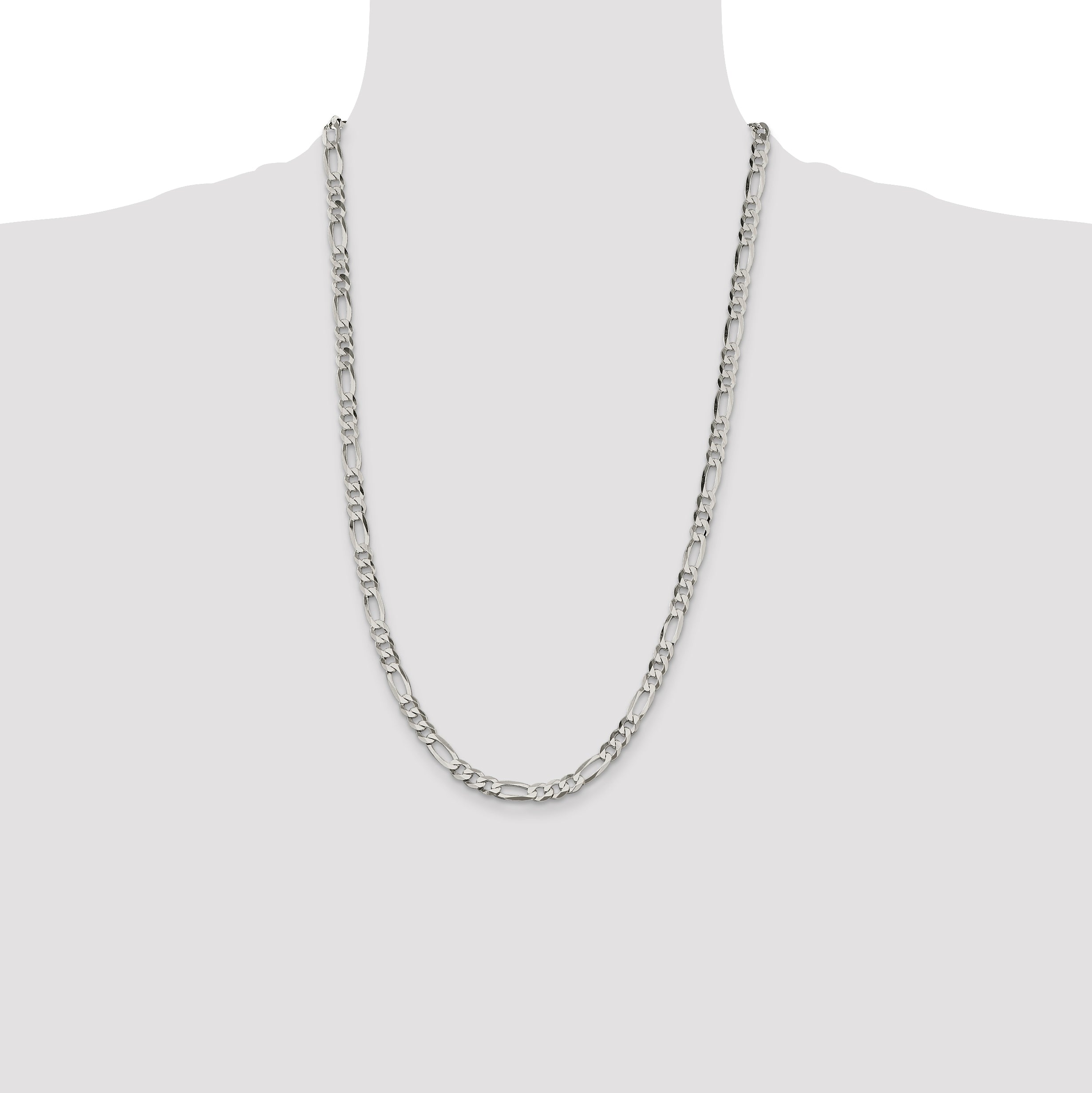 Sterling Silver 5.5mm Lightweight Flat Figaro Chain