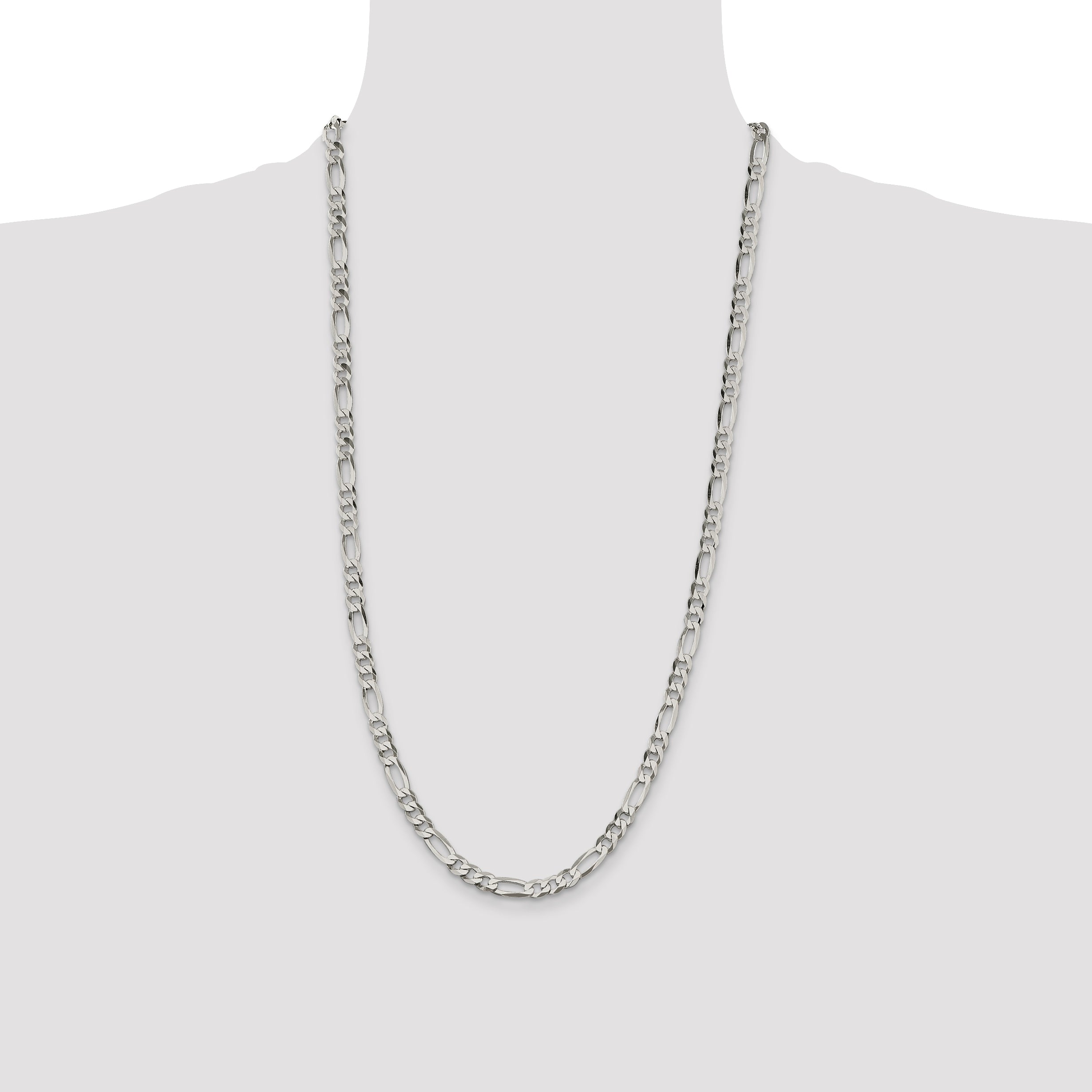 Sterling Silver 5.5mm Lightweight Flat Figaro Chain