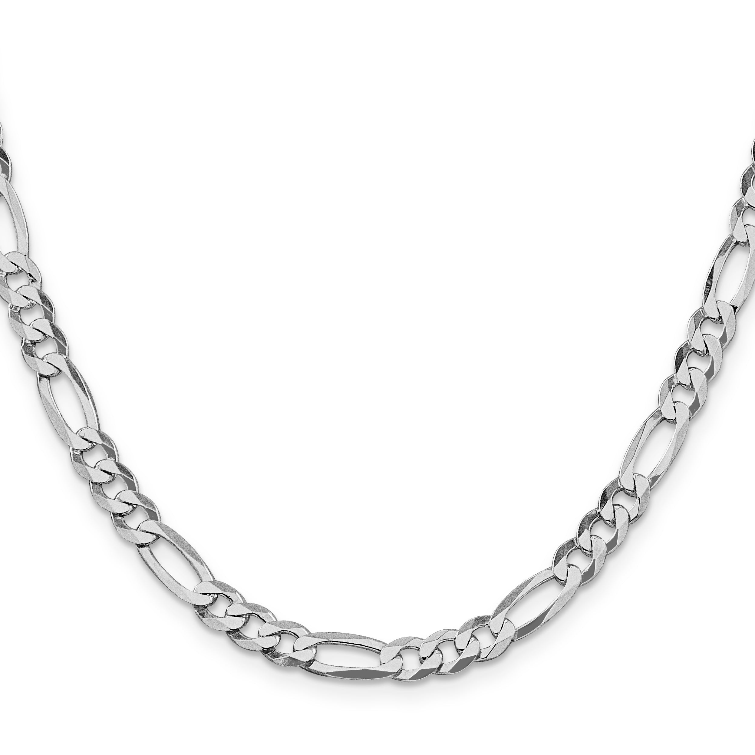 Sterling Silver Rhodium-plated 5.5mm Lightweight Flat Figaro Chain