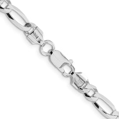 Sterling Silver Rhodium-plated 5.5mm Lightweight Flat Figaro Chain