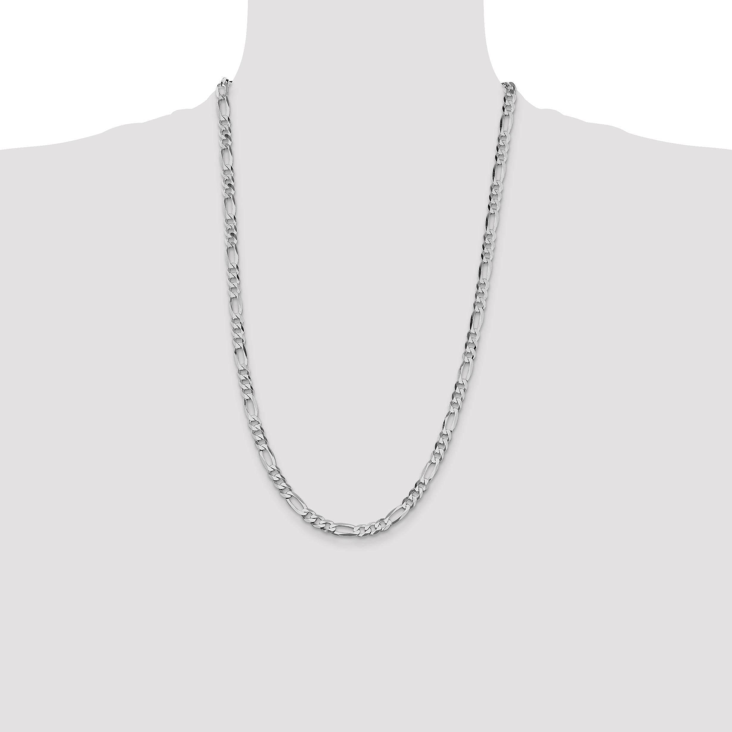 Sterling Silver Rhodium-plated 5.5mm Lightweight Flat Figaro Chain