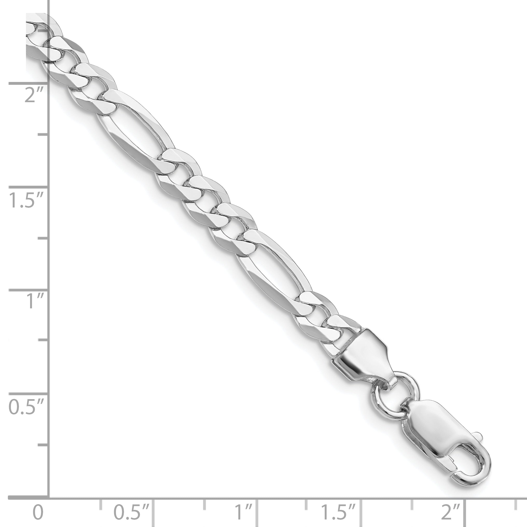 Sterling Silver Rhodium-plated 5.5mm Lightweight Flat Figaro Chain