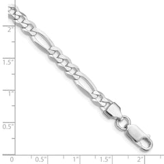 Sterling Silver Rhodium-plated 5.5mm Lightweight Flat Figaro Chain