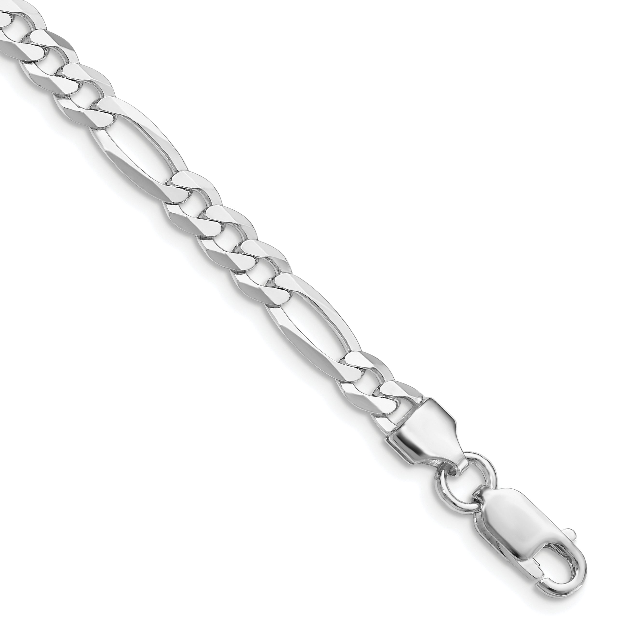 Sterling Silver Rhodium-plated 5.5mm Lightweight Flat Figaro Chain