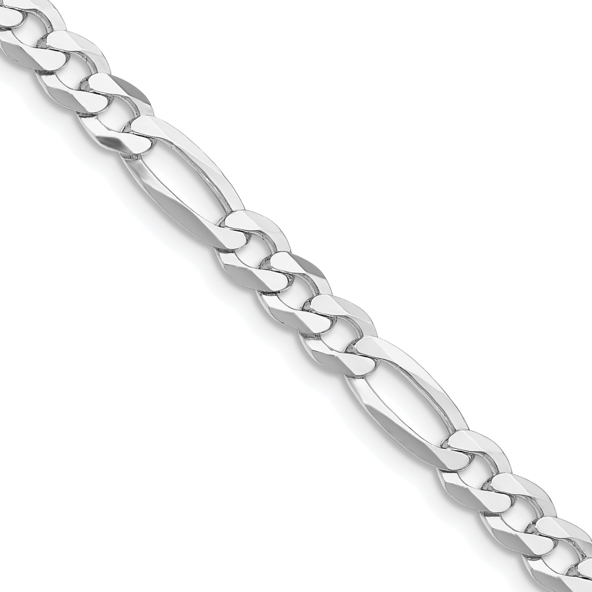 Sterling Silver Rhodium-plated 5.5mm Lightweight Flat Figaro Chain