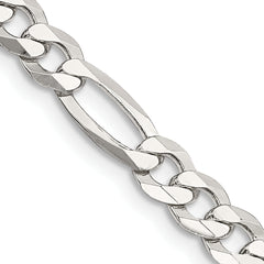 Sterling Silver 5.5mm Lightweight Flat Figaro Chain