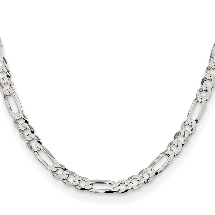 Sterling Silver 7.5mm Lightweight Flat Figaro Chain