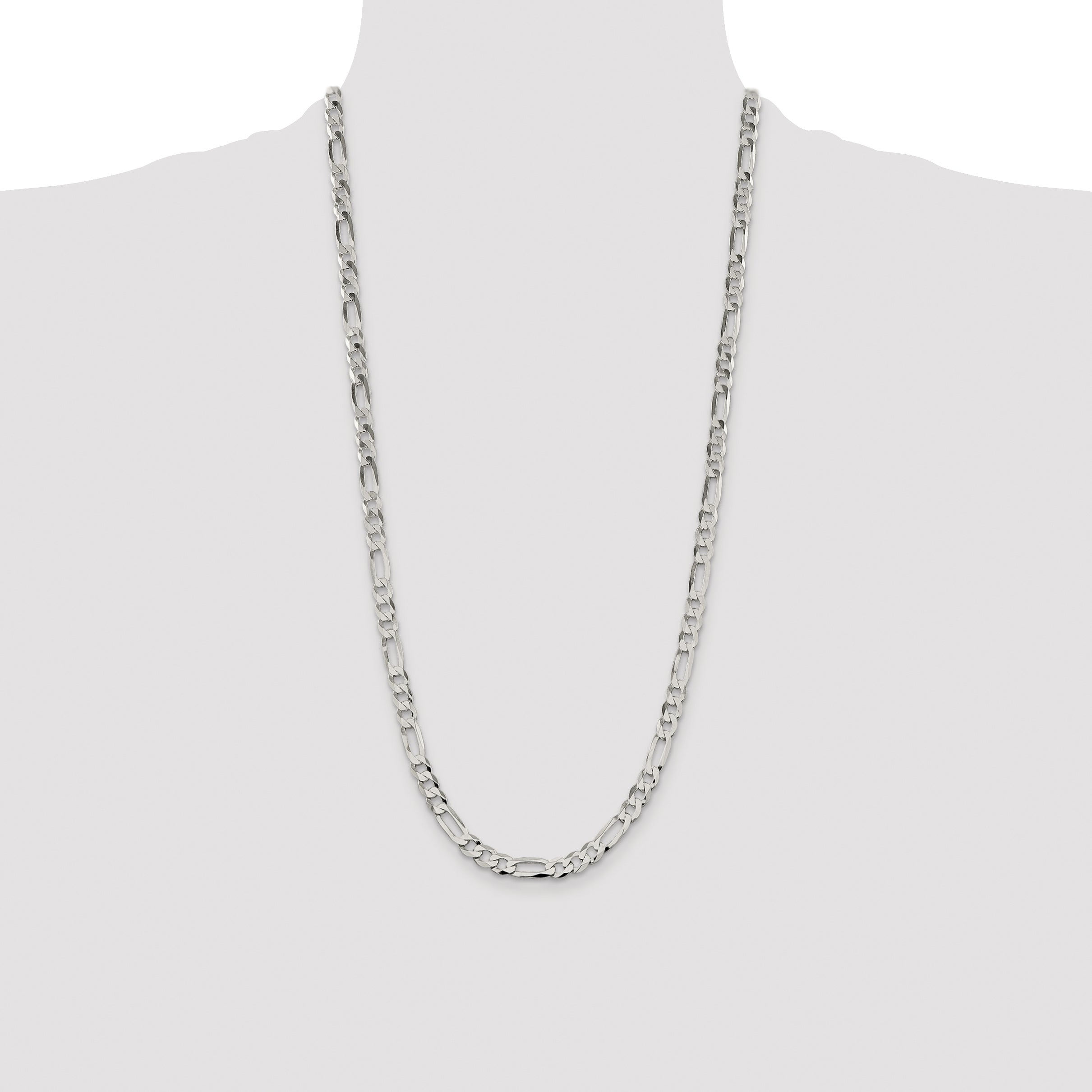 Sterling Silver 7.5mm Lightweight Flat Figaro Chain