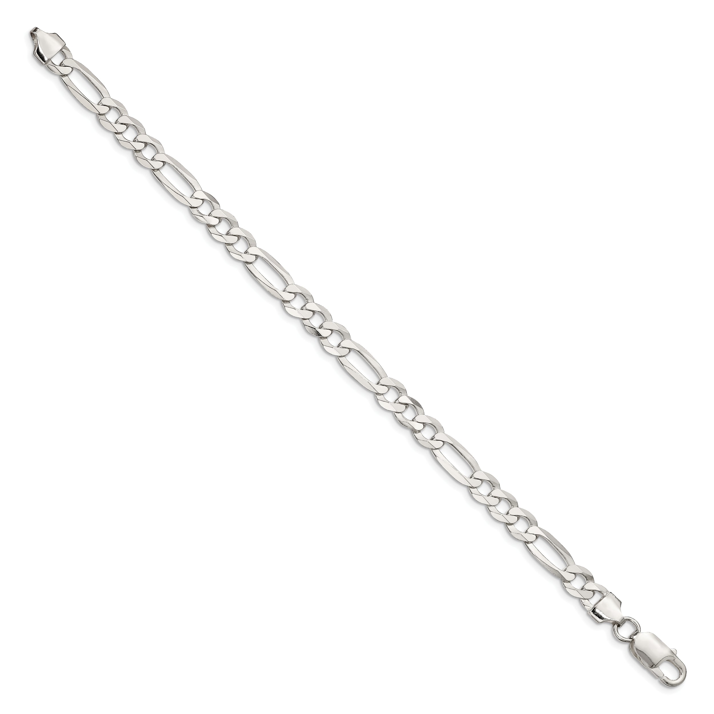 Sterling Silver 7.5mm Lightweight Flat Figaro Chain