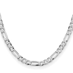 Sterling Silver Rhodium-plated 7.5mm Lightweight Flat Figaro Chain