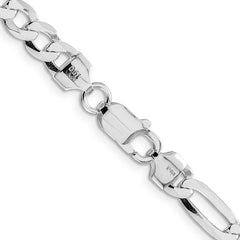 Sterling Silver Rhodium-plated 7.5mm Lightweight Flat Figaro Chain