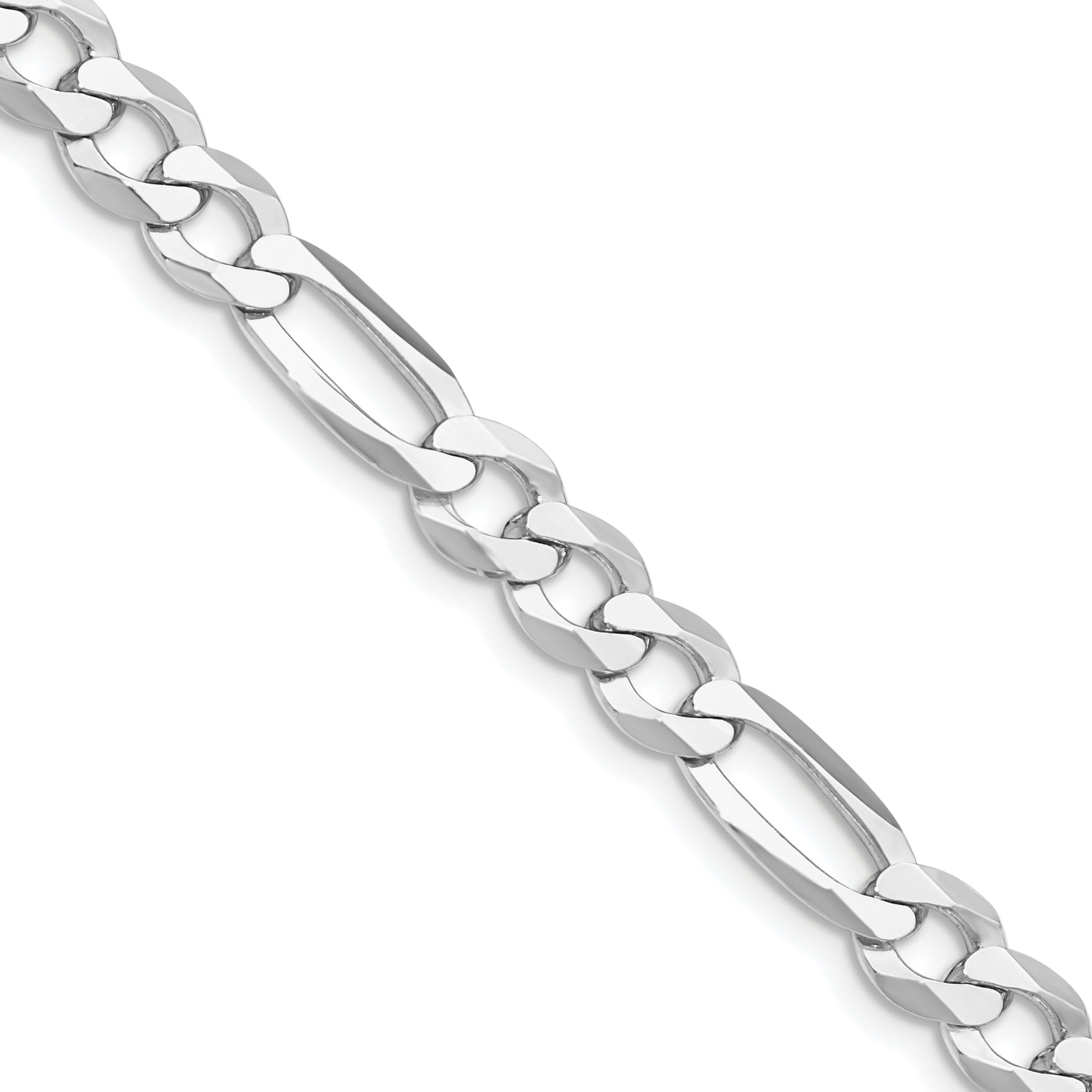 Sterling Silver Rhodium-plated 7.5mm Lightweight Flat Figaro Chain