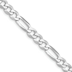 Sterling Silver Rhodium-plated 7.5mm Lightweight Flat Figaro Chain