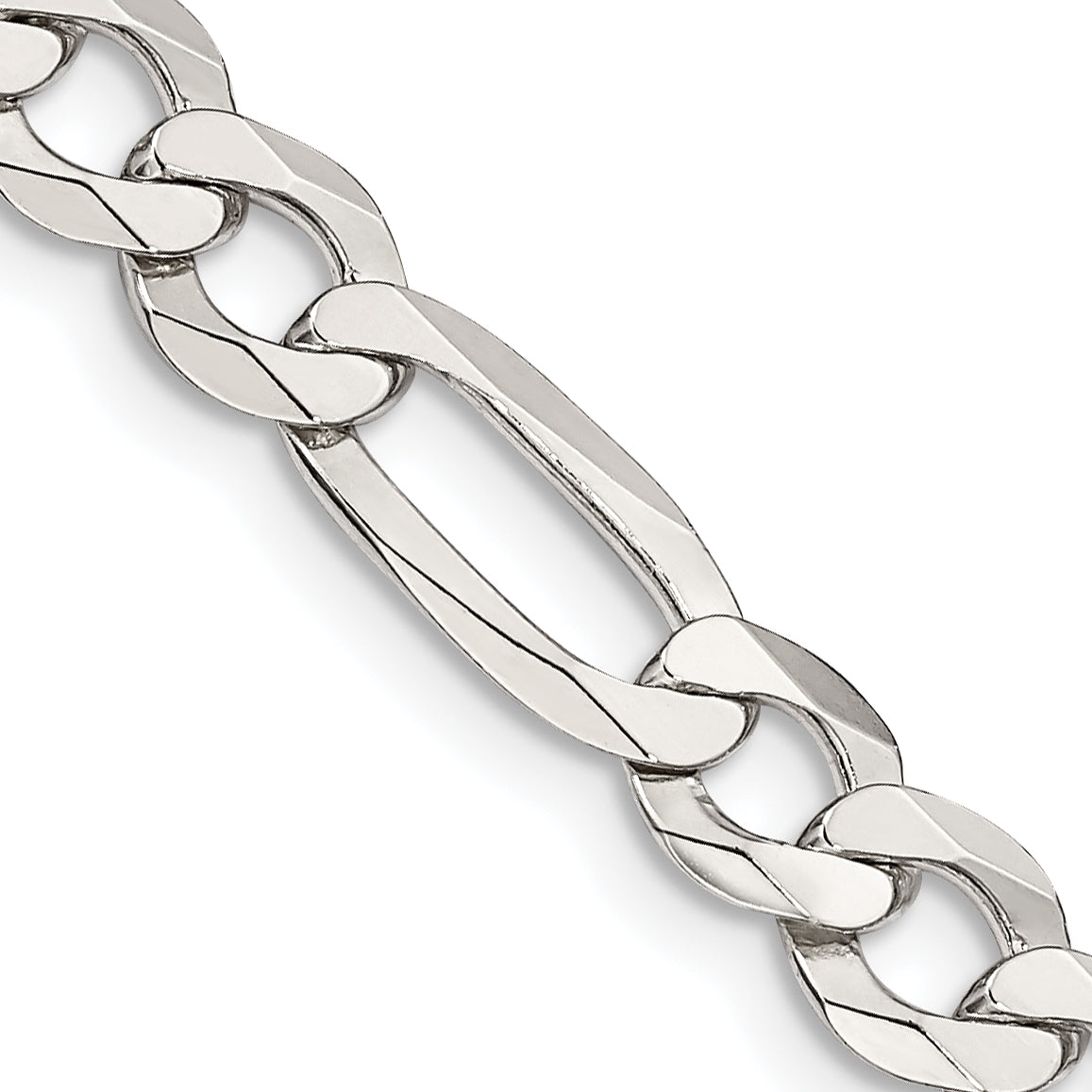 Sterling Silver 7.5mm Lightweight Flat Figaro Chain