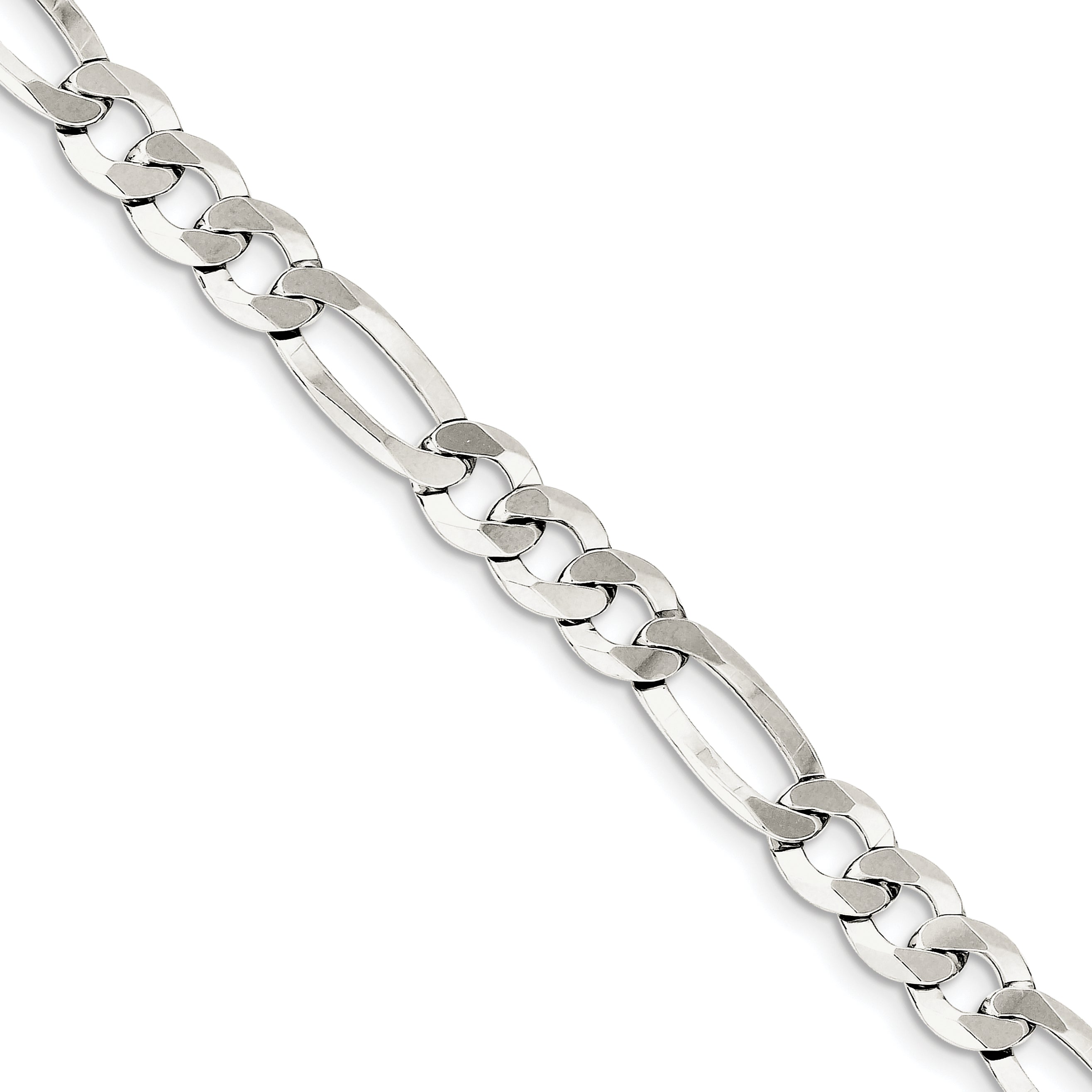 Sterling Silver 8.5mm Polished Flat Figaro Chain