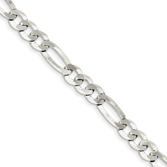 Sterling Silver 8.5mm Polished Flat Figaro Chain