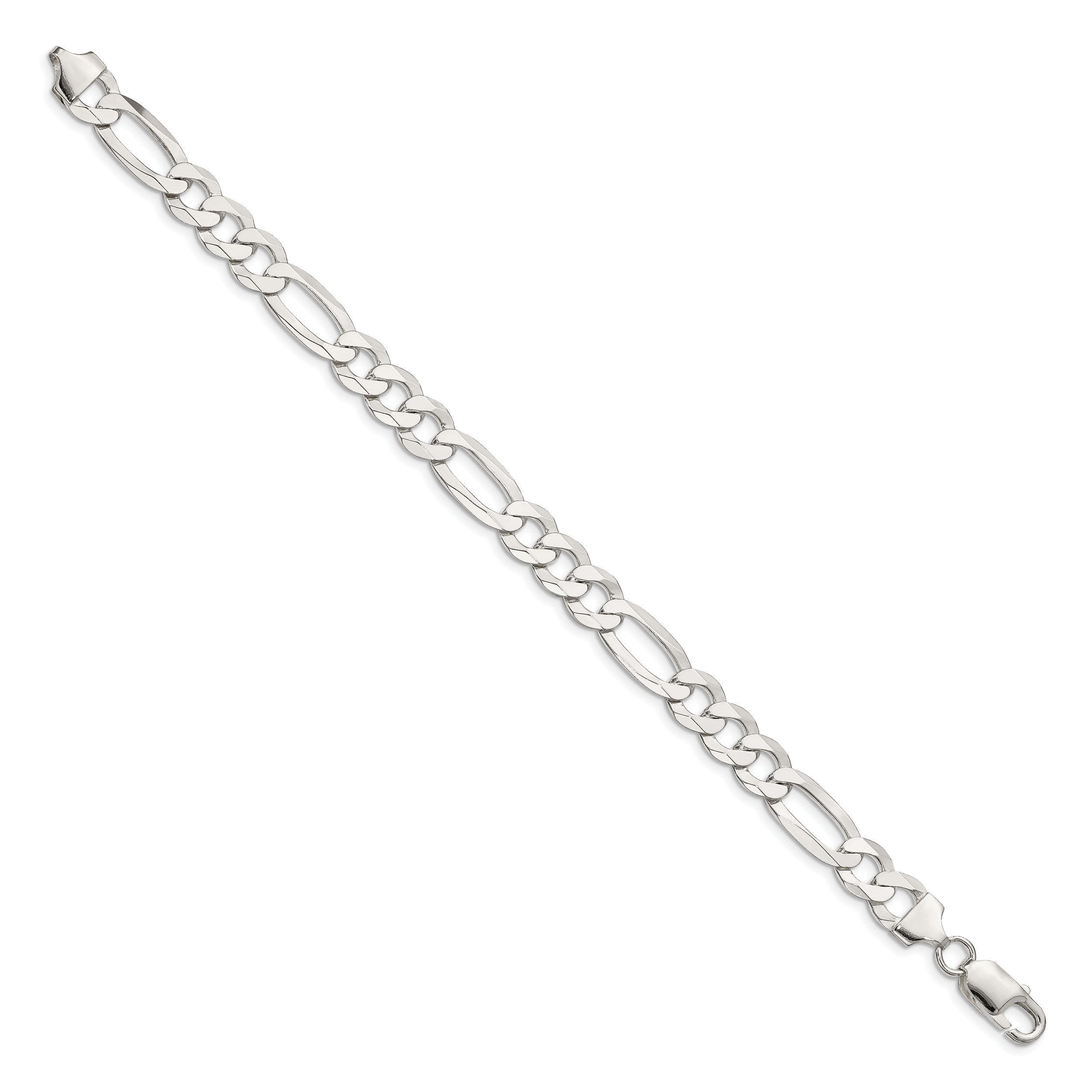 Sterling Silver 8.5mm Lightweight Flat Figaro Chain