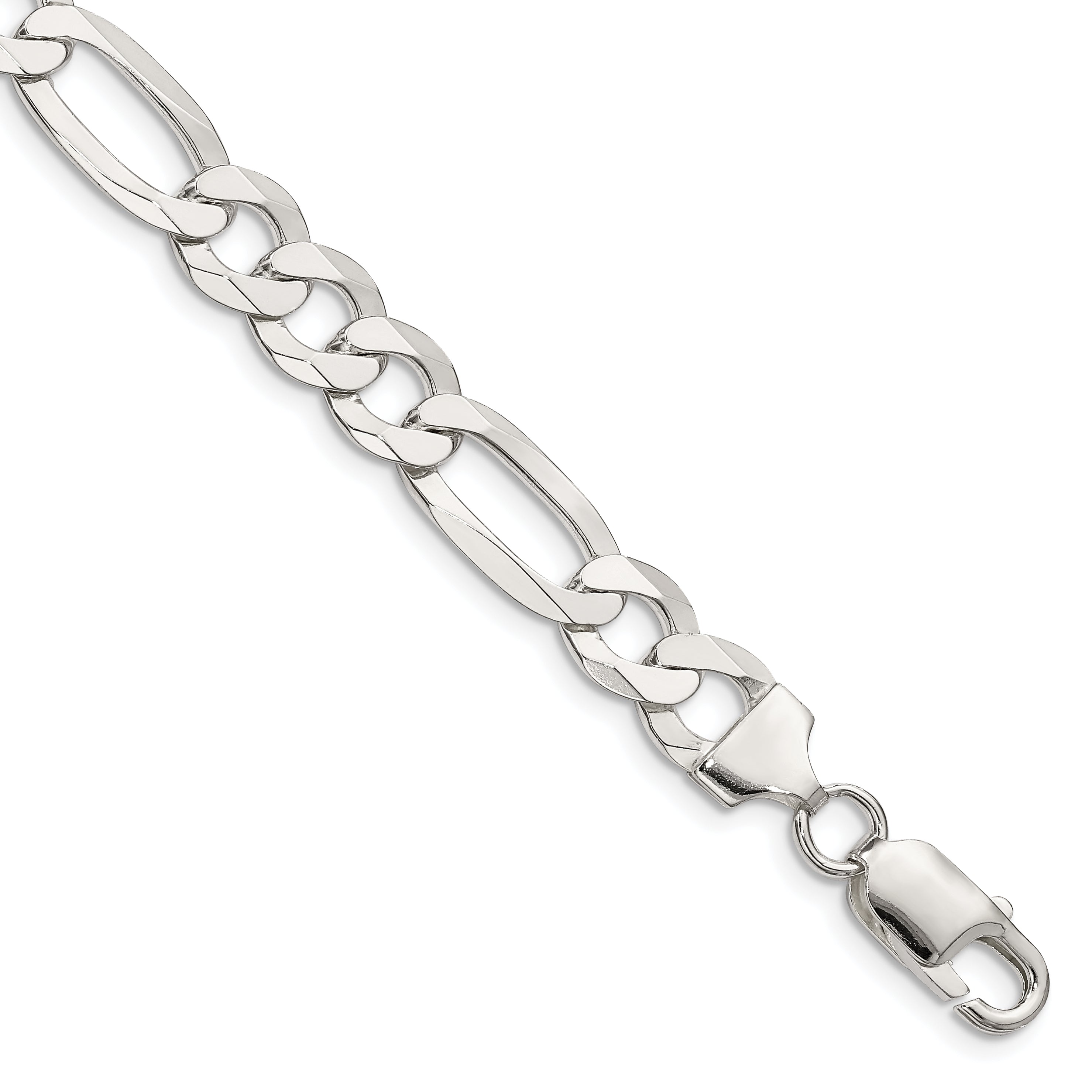 Sterling Silver 8.5mm Lightweight Flat Figaro Chain