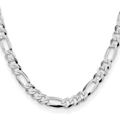 Sterling Silver Rhodium-plated 8.5mm Lightweight Flat Figaro Chain