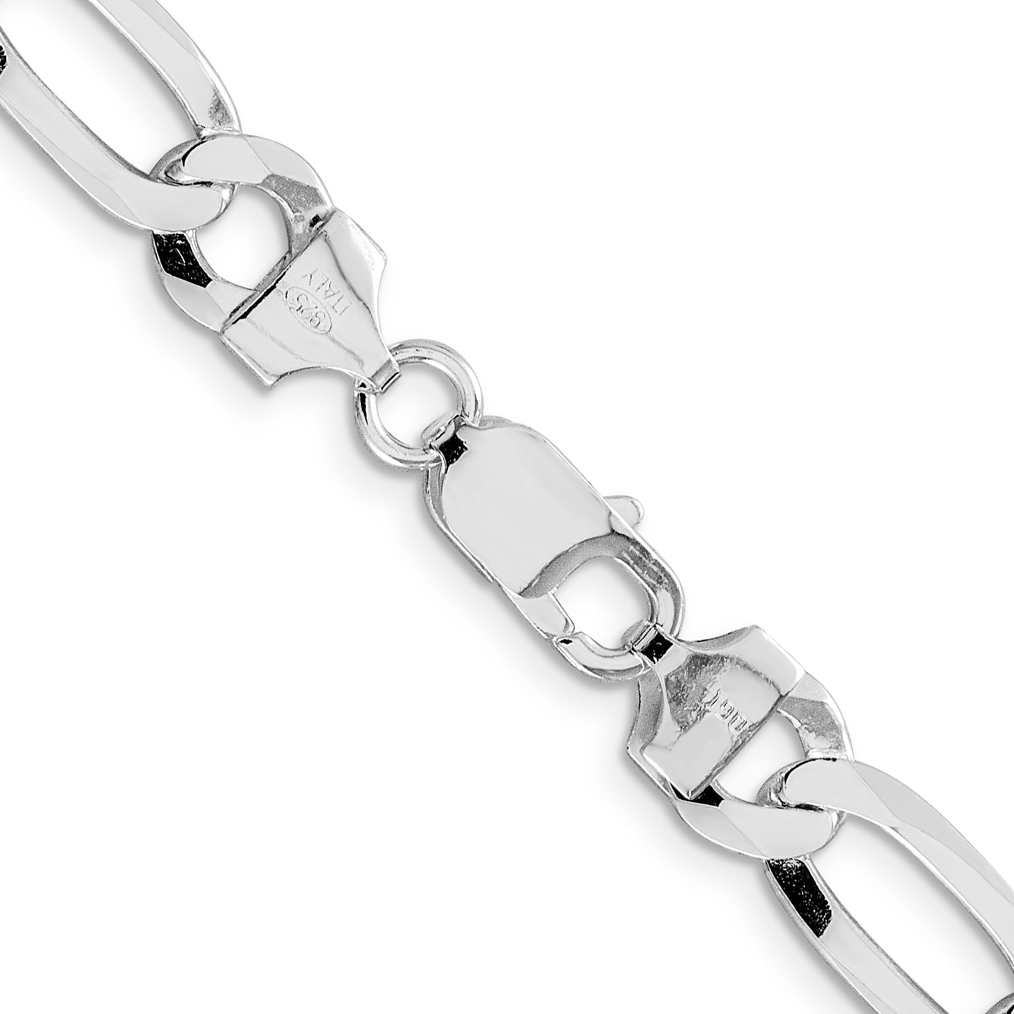 Sterling Silver Rhodium-plated 8.5mm Lightweight Flat Figaro Chain