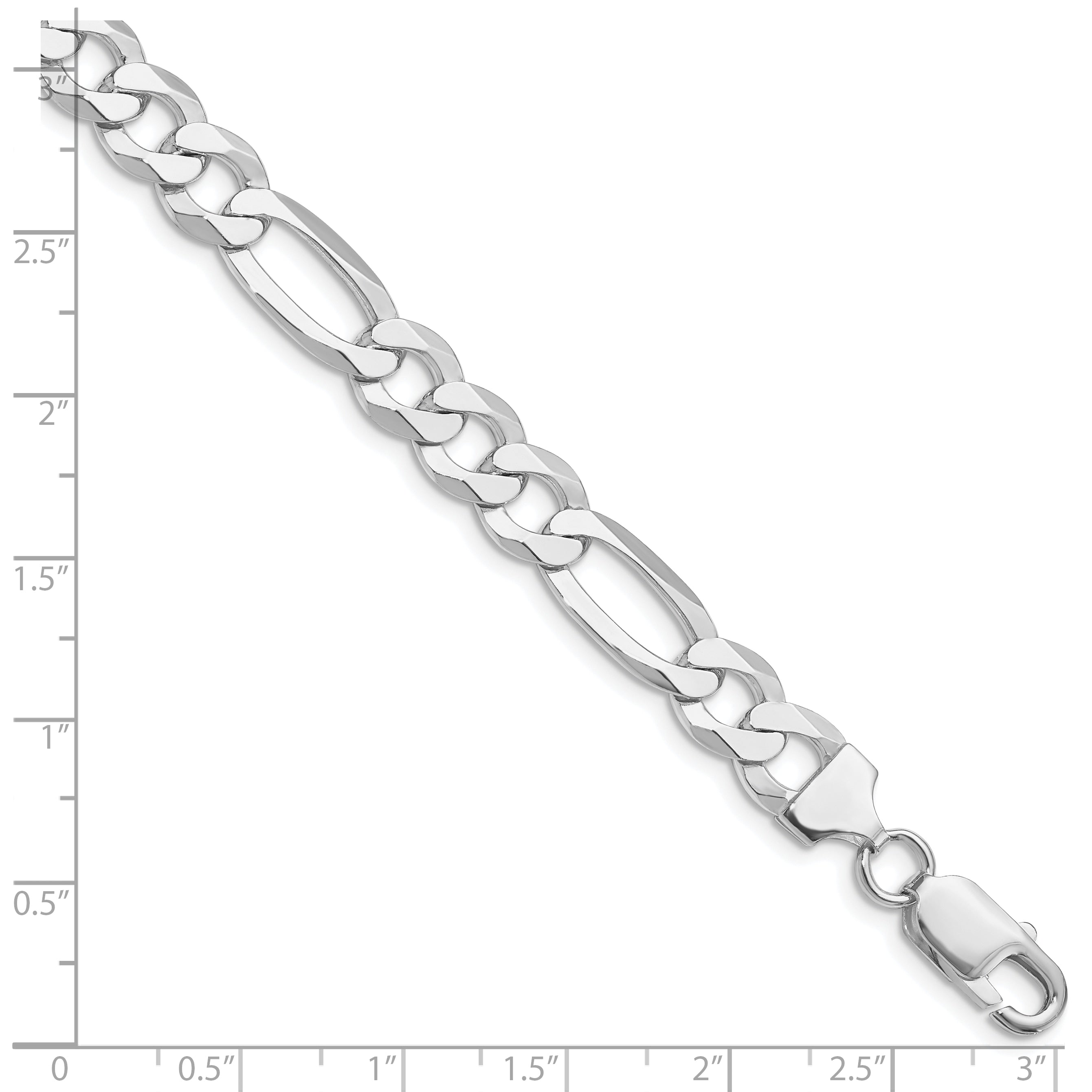 Sterling Silver Rhodium-plated 8.5mm Lightweight Flat Figaro Chain