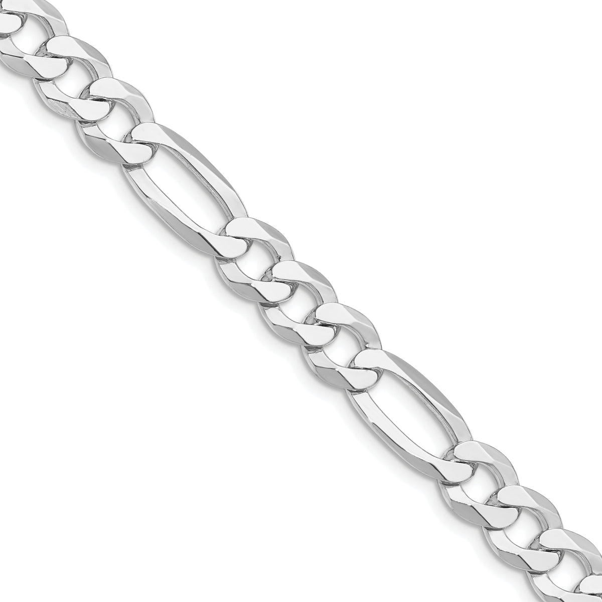 Sterling Silver Rhodium-plated 8.5mm Lightweight Flat Figaro Chain