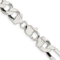 Sterling Silver 9.5mm Lightweight Flat Figaro Chain