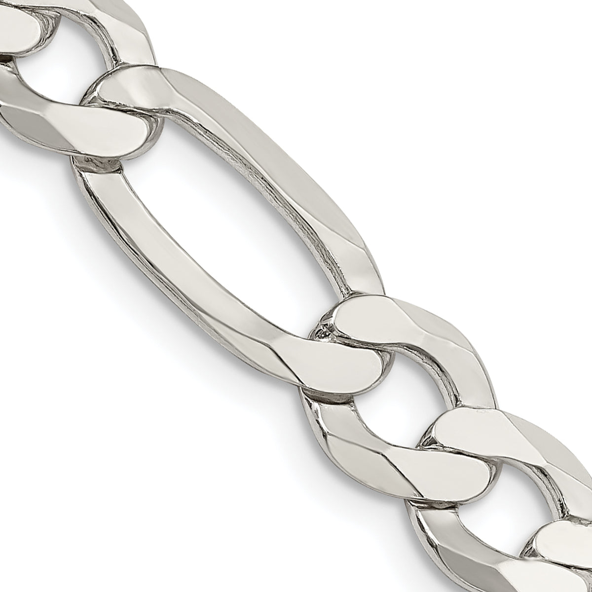 Sterling Silver 9.5mm Lightweight Flat Figaro Chain