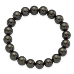 Majestik 10-11mm Black Imitation Shell Pearl Stretch Bracelet