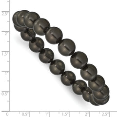 Majestik 10-11mm Black Imitation Shell Pearl Stretch Bracelet