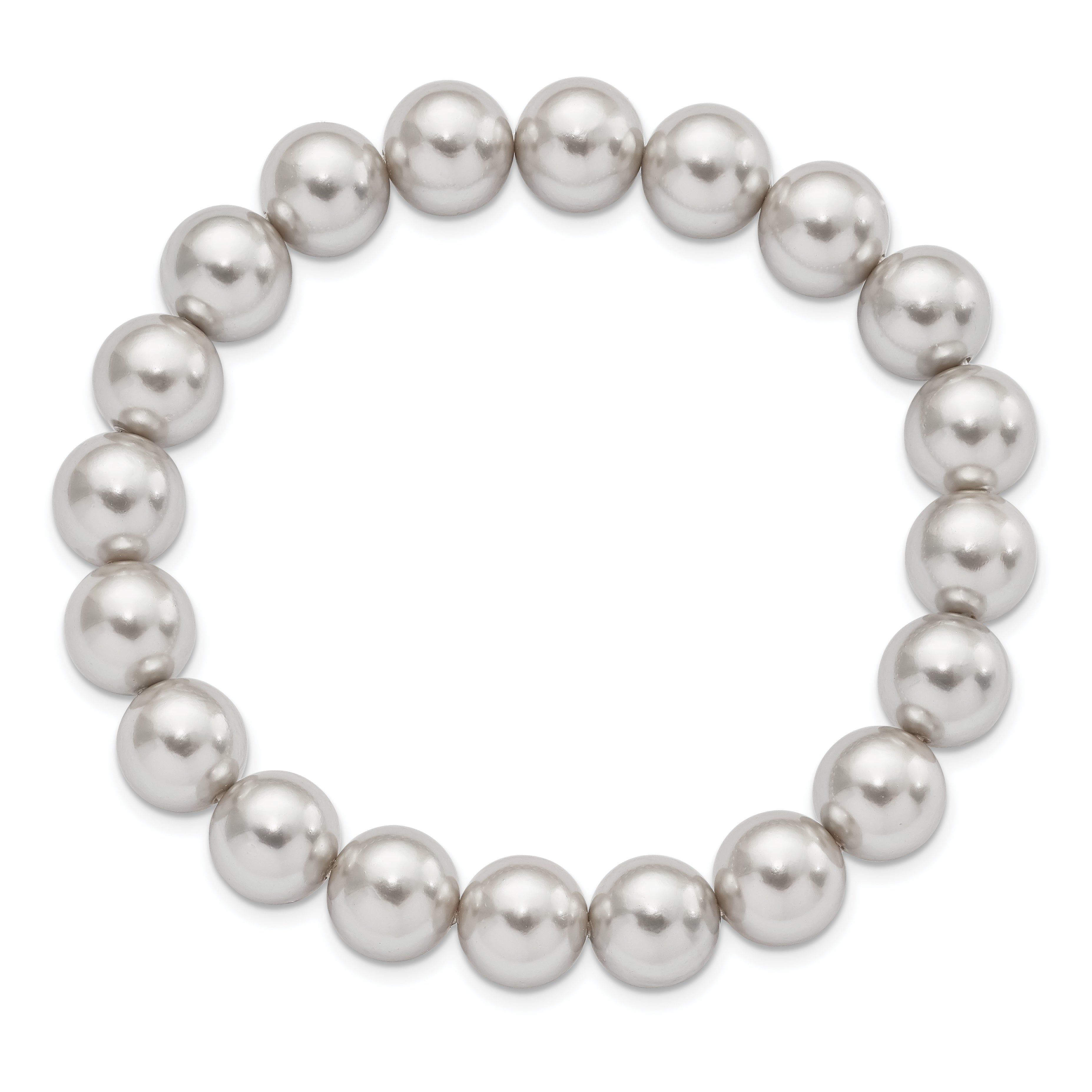 Majestik 10-11mm Grey Imitation Shell Pearl Stretch Bracelet