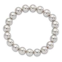 Majestik 10-11mm Grey Imitation Shell Pearl Stretch Bracelet