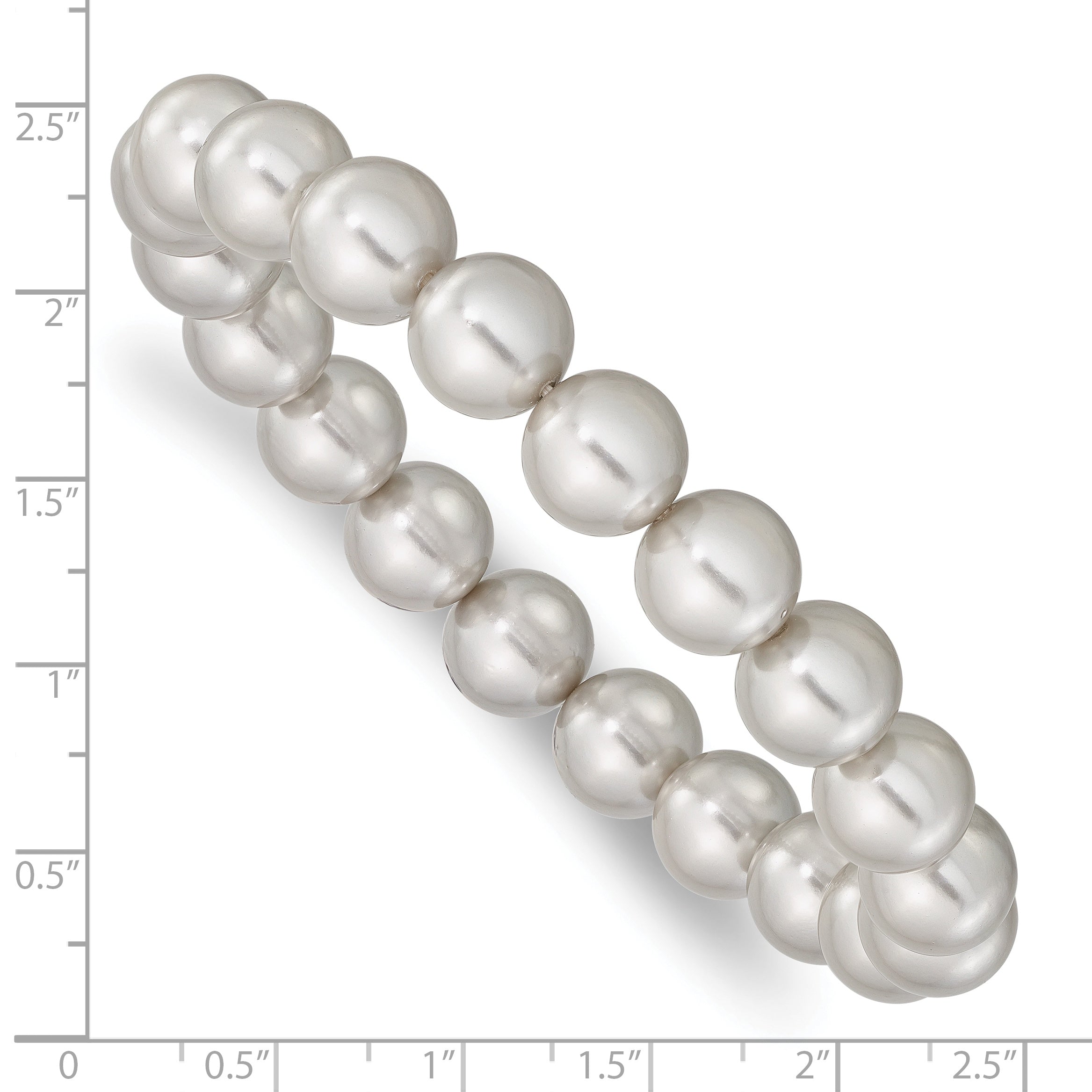 Majestik 10-11mm Grey Imitation Shell Pearl Stretch Bracelet