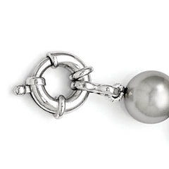 Majestik Sterling Silver Rhodium-plated 10-11mm Grey Imitation Shell Pearl Hand-knotted Bracelet