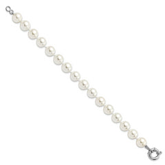 Majestik Sterling Silver Rhodium-plated 10-11mm Imitation Shell Pearl Hand-knotted Bracelet