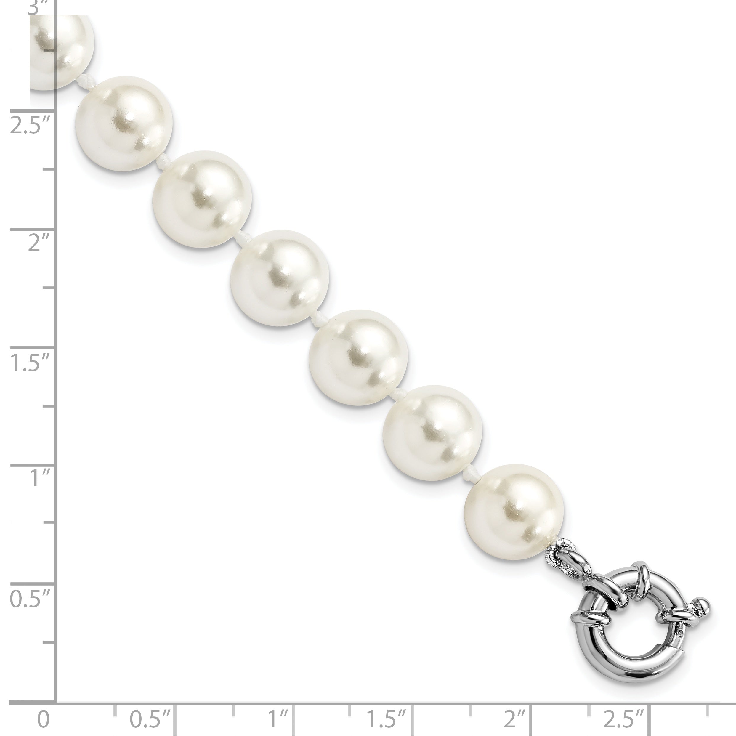 Majestik Sterling Silver Rhodium-plated 10-11mm Imitation Shell Pearl Hand-knotted Bracelet