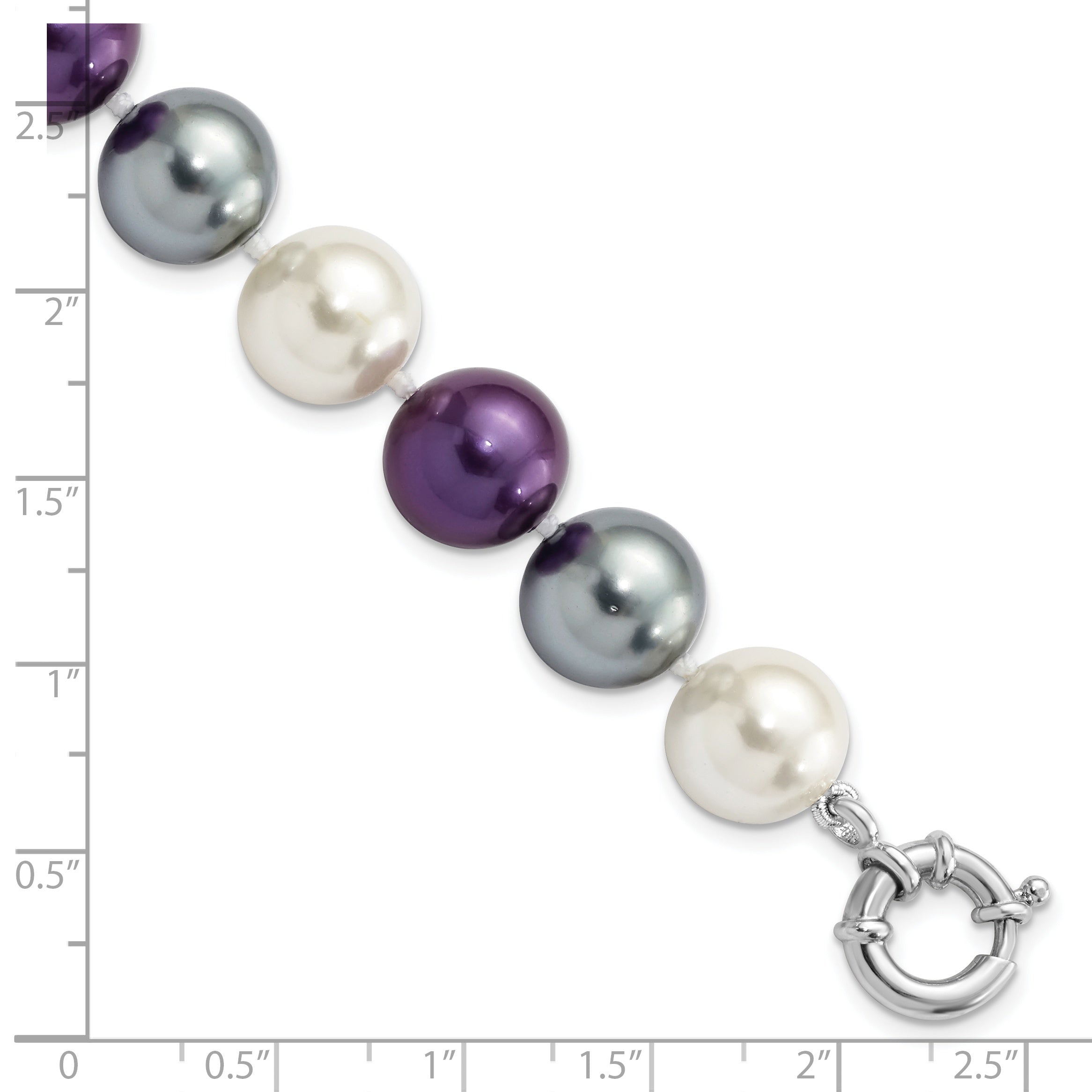 Majestik Sterling Silver Rhodium-plated 12-13mm Multi-color Color Imitation Shell Pearl Hand-knotted Bracelet