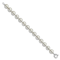 Majestik Sterling Silver Rhodium-plated 12-13mm Grey Imitation Shell Pearl Hand-knotted Bracelet